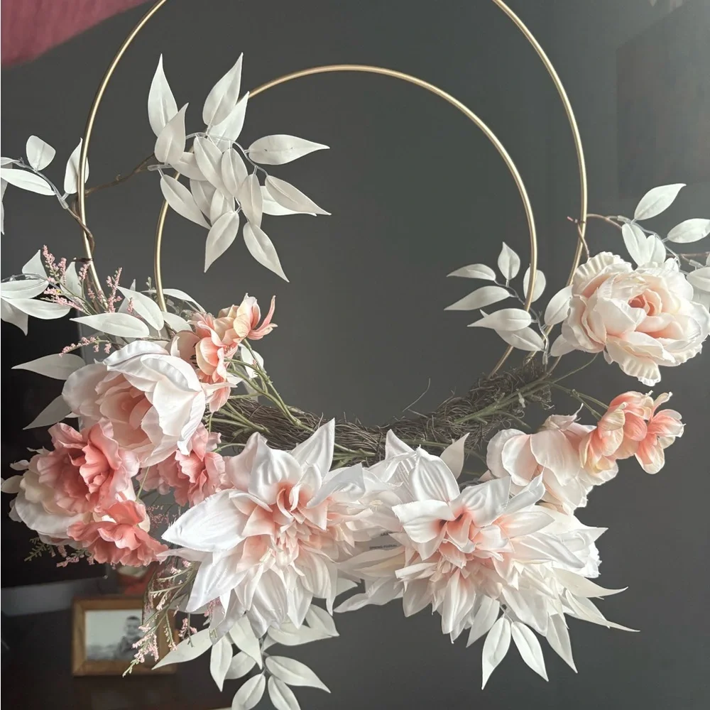 Blush Pink and White Floral Hoop Wreath | NEW with tags | Joanne Fabrics